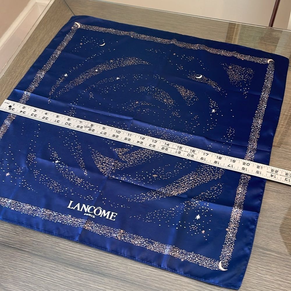 Lancôme Paris Blue Silky - Polyester Square Scarf Stars & Moon Galaxy Milky Way - Picture 5 of 16